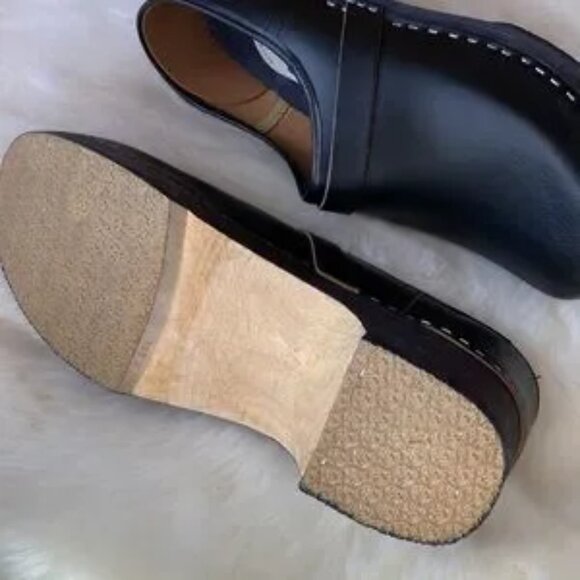 New Black Swedish Style Bohemian Wooden Sole DUTCH Clogs Size EU 40 US 9 Womens - Picture 11 of 15